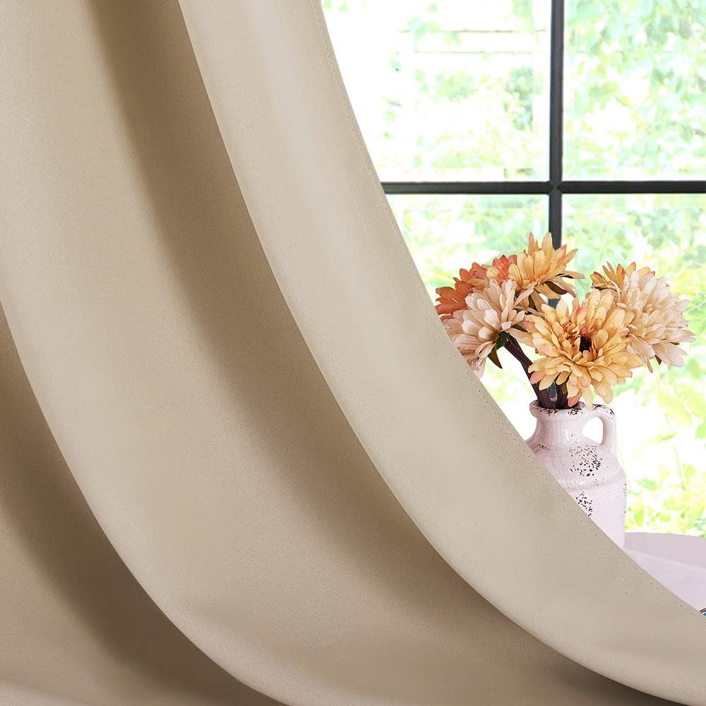 NICETOWN Room Darkening Draperies Window Curtain Panels, Thermal Insulated Grommet Room Darkening Curtains for Bedroom (Biscotti Beige, 2…