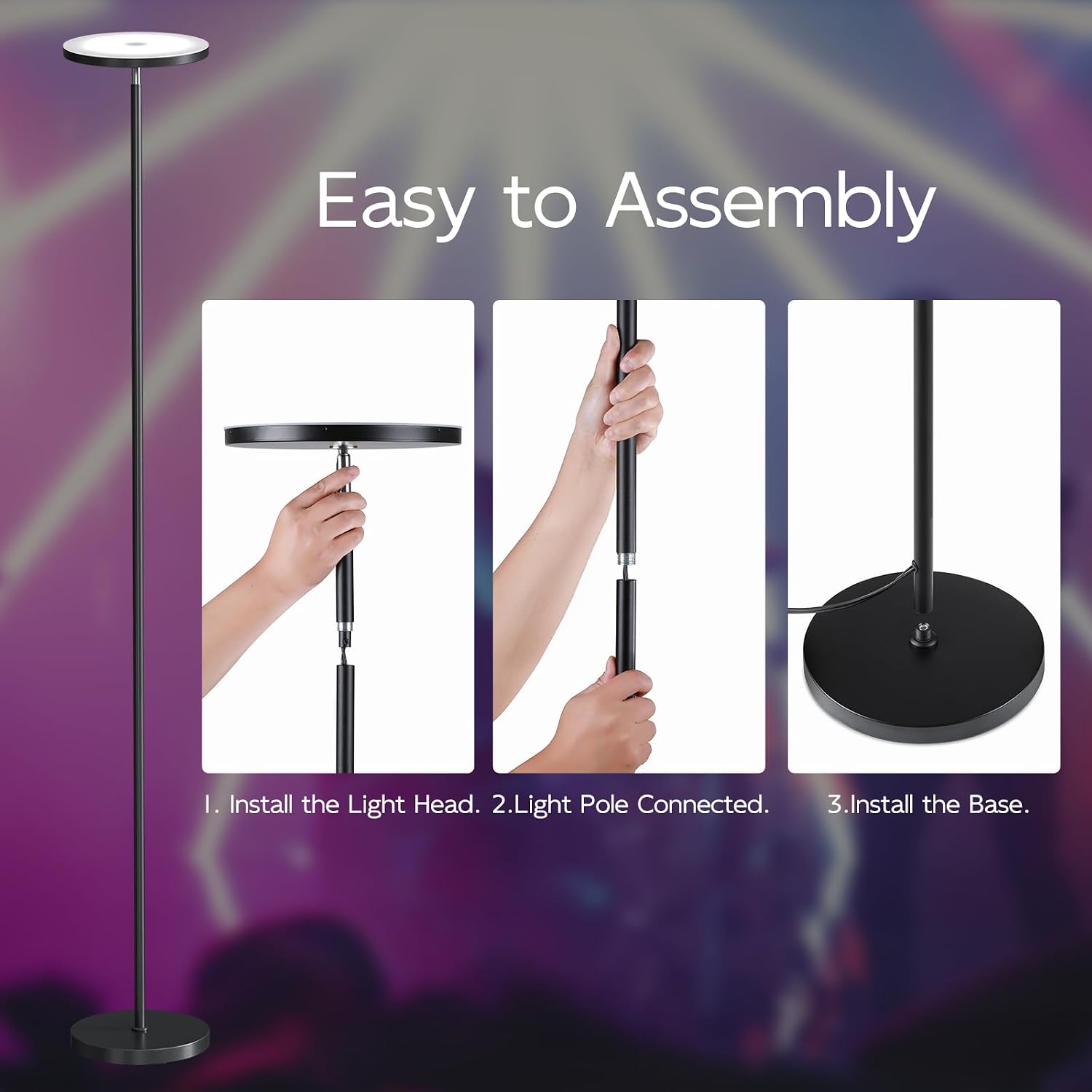 SUNMORY Smart RGB Floor Lamps for Living Room, 32W Bright LED Floor Lamp with APP and Remote Control, Tall Standing Lamp with Stepless…