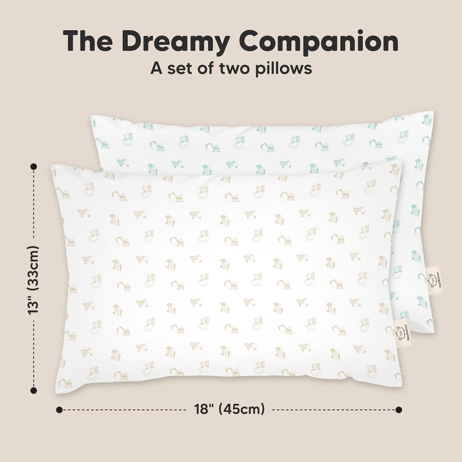 KeaBabies 2-Pack Toddler Pillows 2 Year Old to 5-13x18 Soft Organic Cotton Kids Pillow for Sleeping, Travel, School, Daycare, Nap…