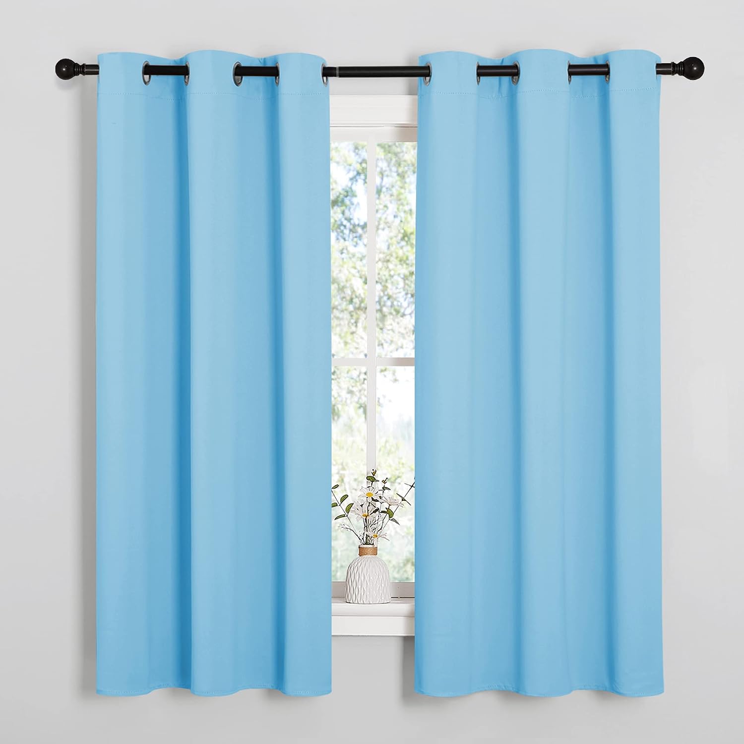 NICETOWN Light Blue Curtains for Nursery, Thermal Insulated Grommet Room Darkning Curtain Panels for Bedroom/Living Room, Privacy Drapes…