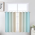 Estelartextiler Estelar Textiler Beige and Aqua Ombre Short Blackout Cafe Curtains 36 Inch Length, Thermal Insulated Grommet Small Half Win…