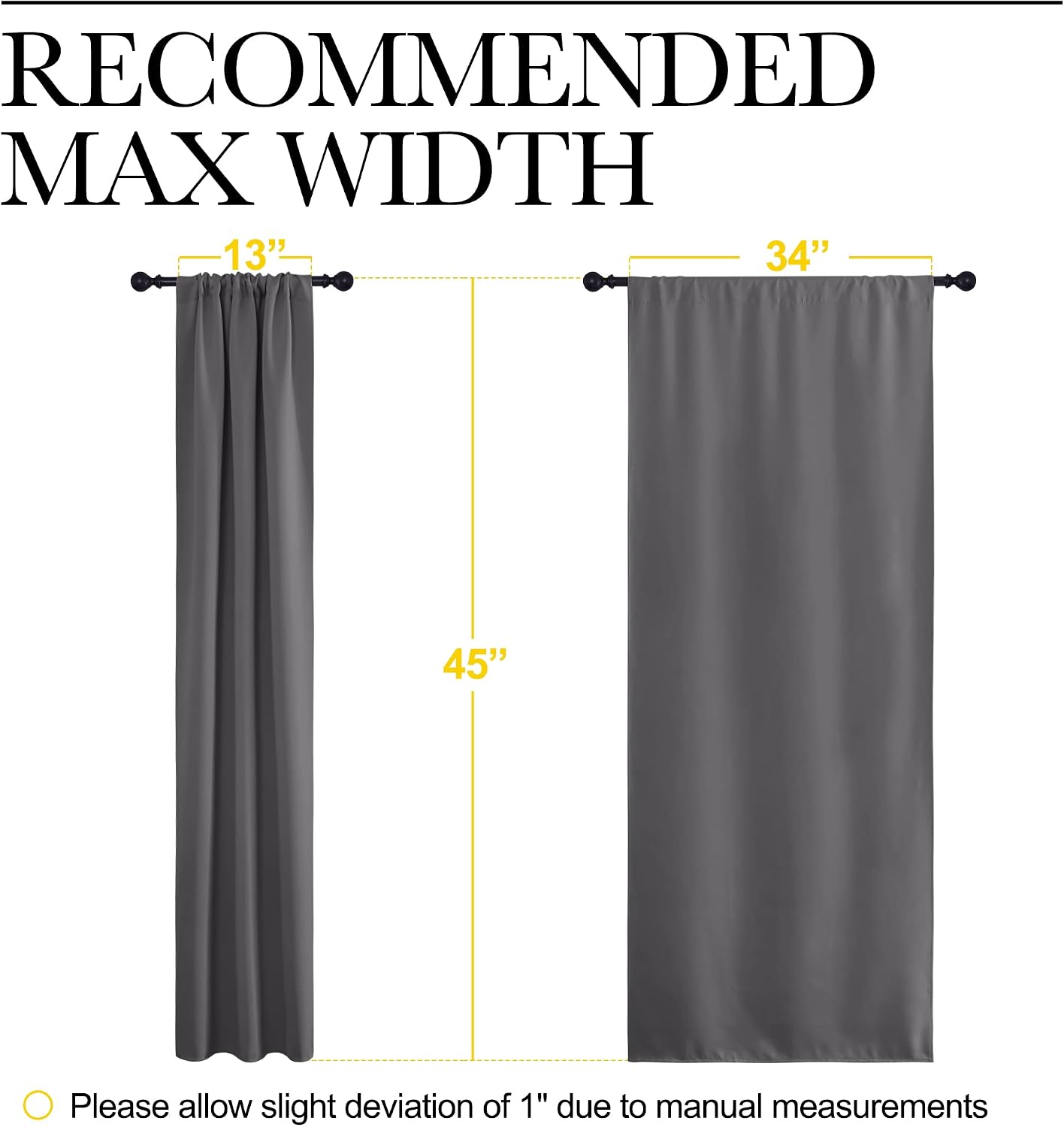 NICETOWN Grey Window Curtains for Bedroom - Home Decoration Thermal Insulated Rod Pocket Blackout Blinds & Drapes for Small Windows…