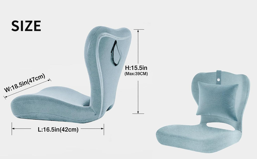 Yoobebest Adjustable Backrest Memory Foam Lumbar Support Pillow, Back Support Cushion for Office Chair, Home, Meditation on Floor, Lower Back…