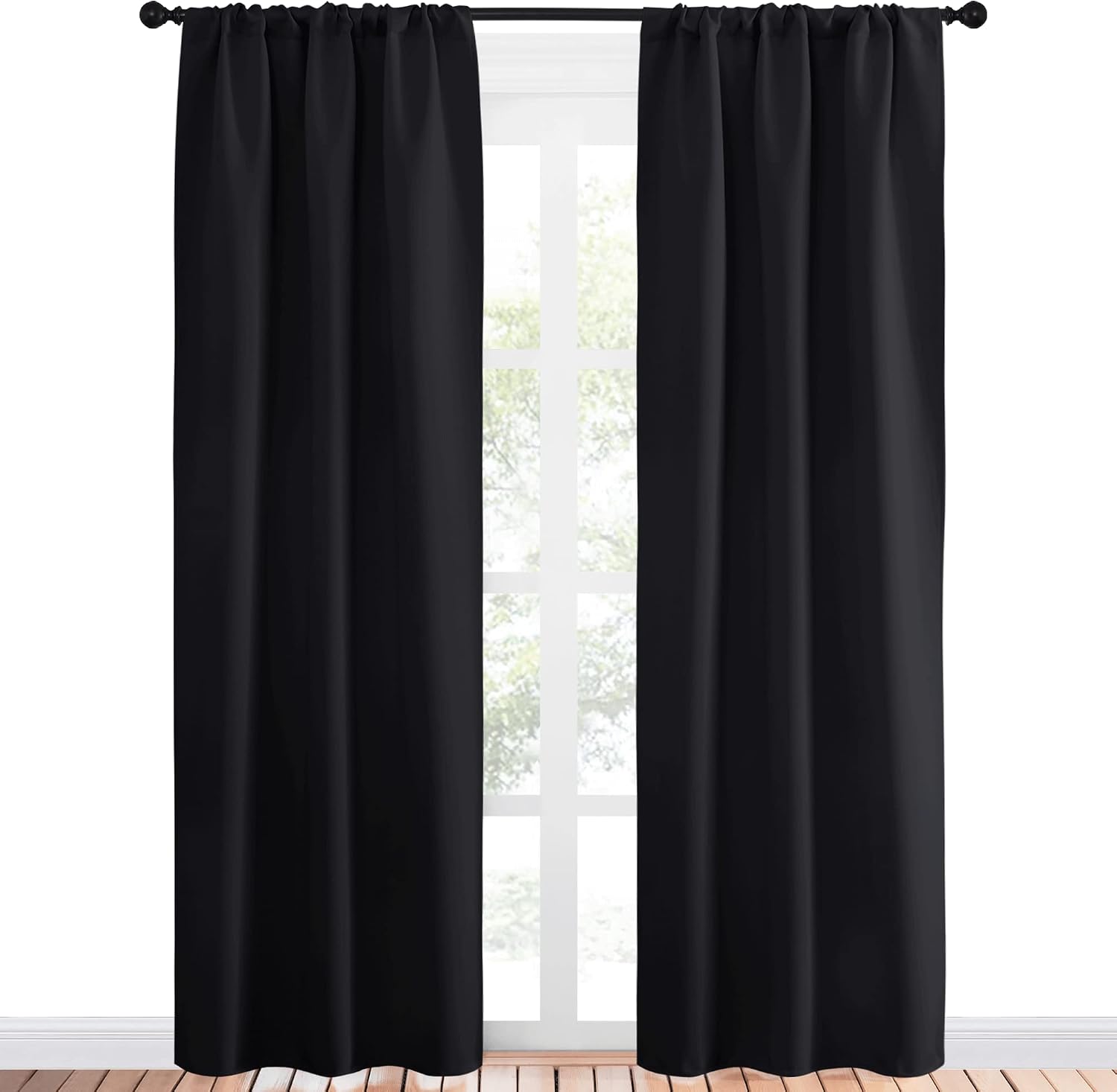 NICETOWN Black Out Curtain Panels for Kitchen - Energy Smart Decoration Thermal Insulating Blackout Drapes/Draperies for Small Window (2…