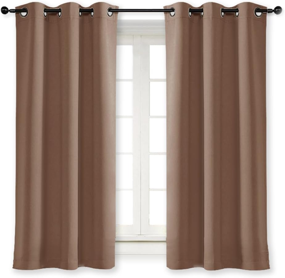 NICETOWN Small Window Blackout Curtain Panel Window Treatment Thermal Insulated Solid Grommet Blackout Drape for Cafe Store (1 Panel, 42…