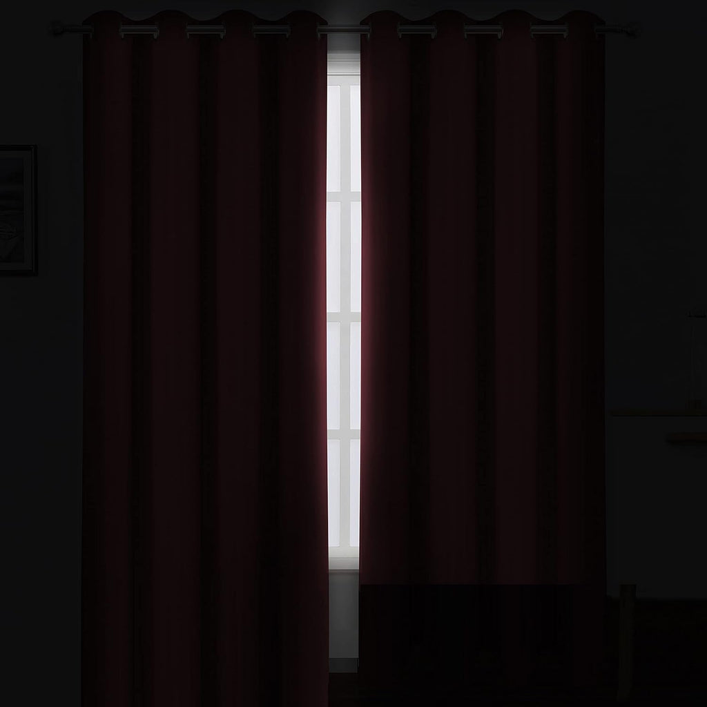 Lemomo Burgundy Red Thermal Blackout Curtains/42 x 95 Inch/Set of 2 Panels Room Darkening Curtains for Bedroom 95 Inch Red