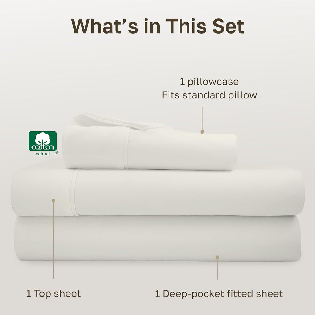 CaliforniaDesignDen California Design Den Soft 100% Cotton Twin XL Sheet Set, 400 Thread Count Good Housekeeping Award Winner, Silky Sateen…