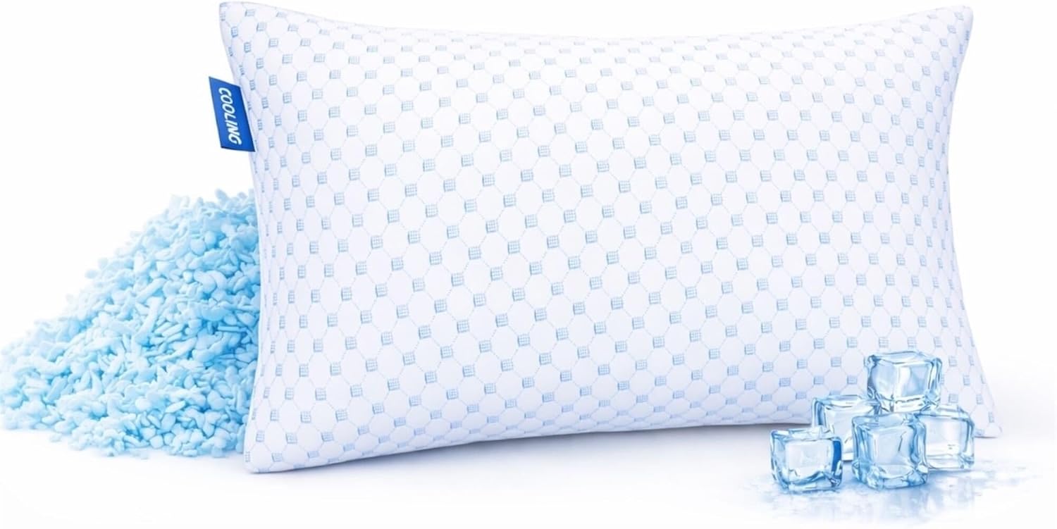 Nestl Cooling Pillow for Sleeping 1 Pack, Luxury Shredded Memory Foam Pillows Queen Size, Adjustable Cold Gel Pillows for Hot Sleepers…