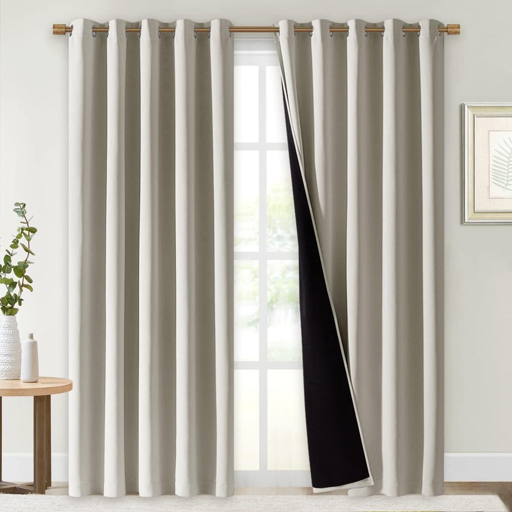 Nicetown 100% Blackout Window Curtain Panels, Cold and Full Light Blocking Drapes with Black Liner for Nursery, 84" Drop Thermal Insulated…
