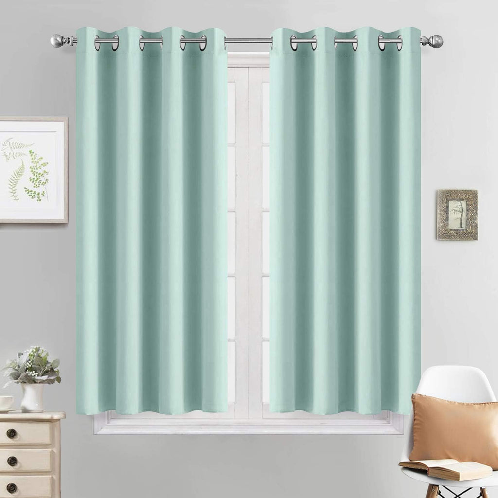 Yakamok Aqua Blackout Curtains, Thermal Insulated Light Blocking Blackout Drapes for Living Room(52Wx45L,2 Panels)