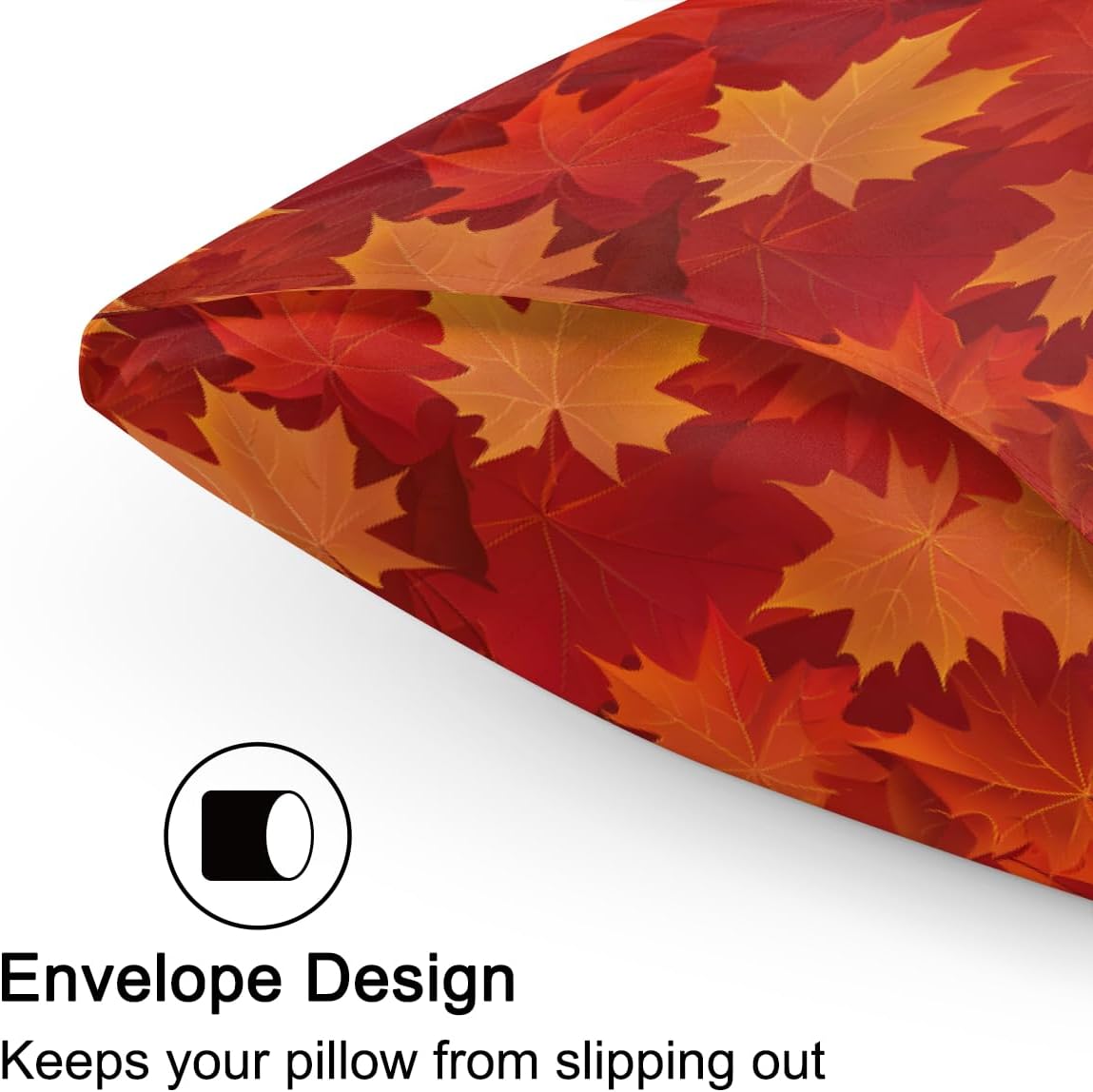 Satin Pillowcase for Hair and Skin Orange Thanksgiving Maple Soft Silk Pillow Case with Envelope Closure Cooling Pillow Cases Slip…