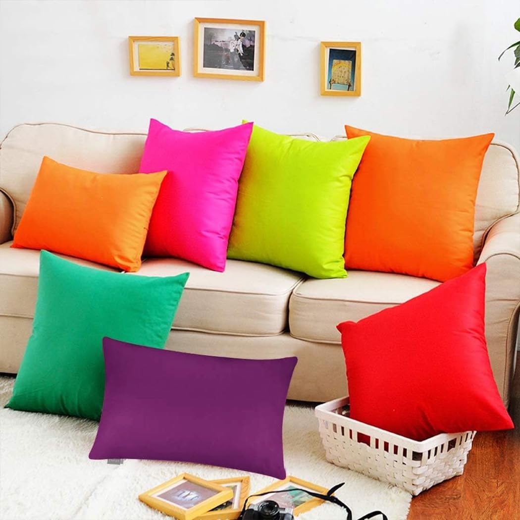 Thmyo 4-Pack 100% Cotton Lumbar Comfortable Solid Decorative Throw Pillow Case Rectangle Cushion Cover Pillowcase DIY Throw Pillowcase(12x2…