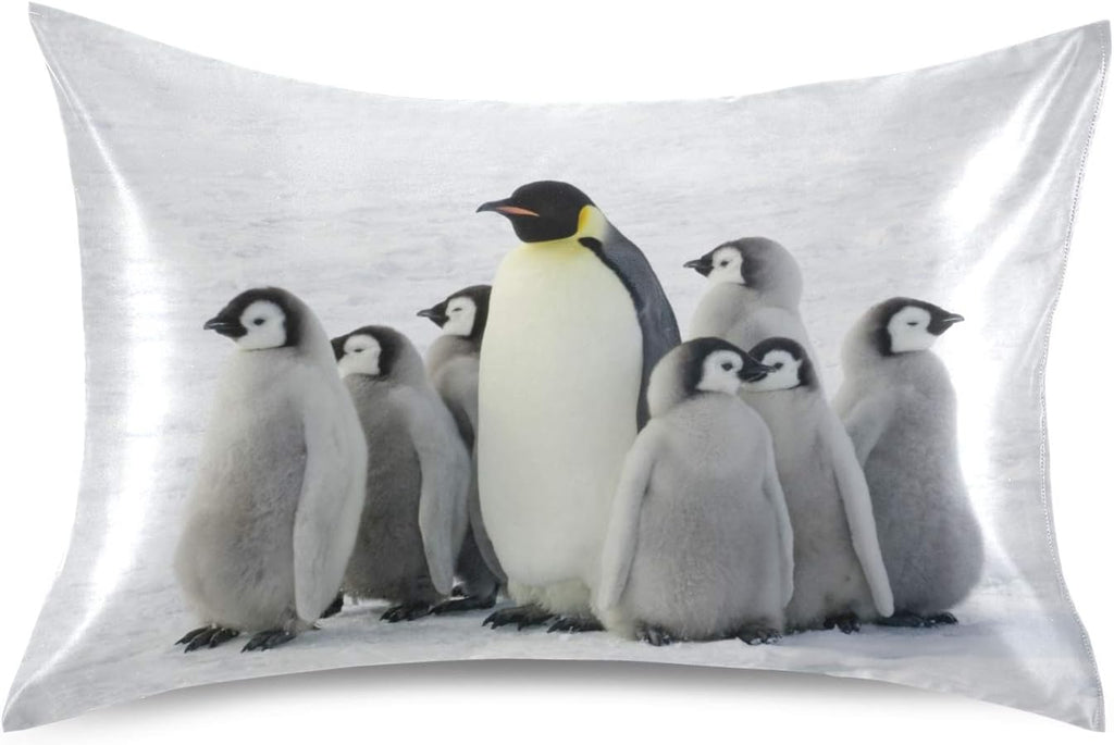 Blueangle Emperor Penguin and Child Satin Pillowcase for Hair and Skin Silk Pillowcase, Standard Size(20x26 inches) - Satin Pillow Covers…