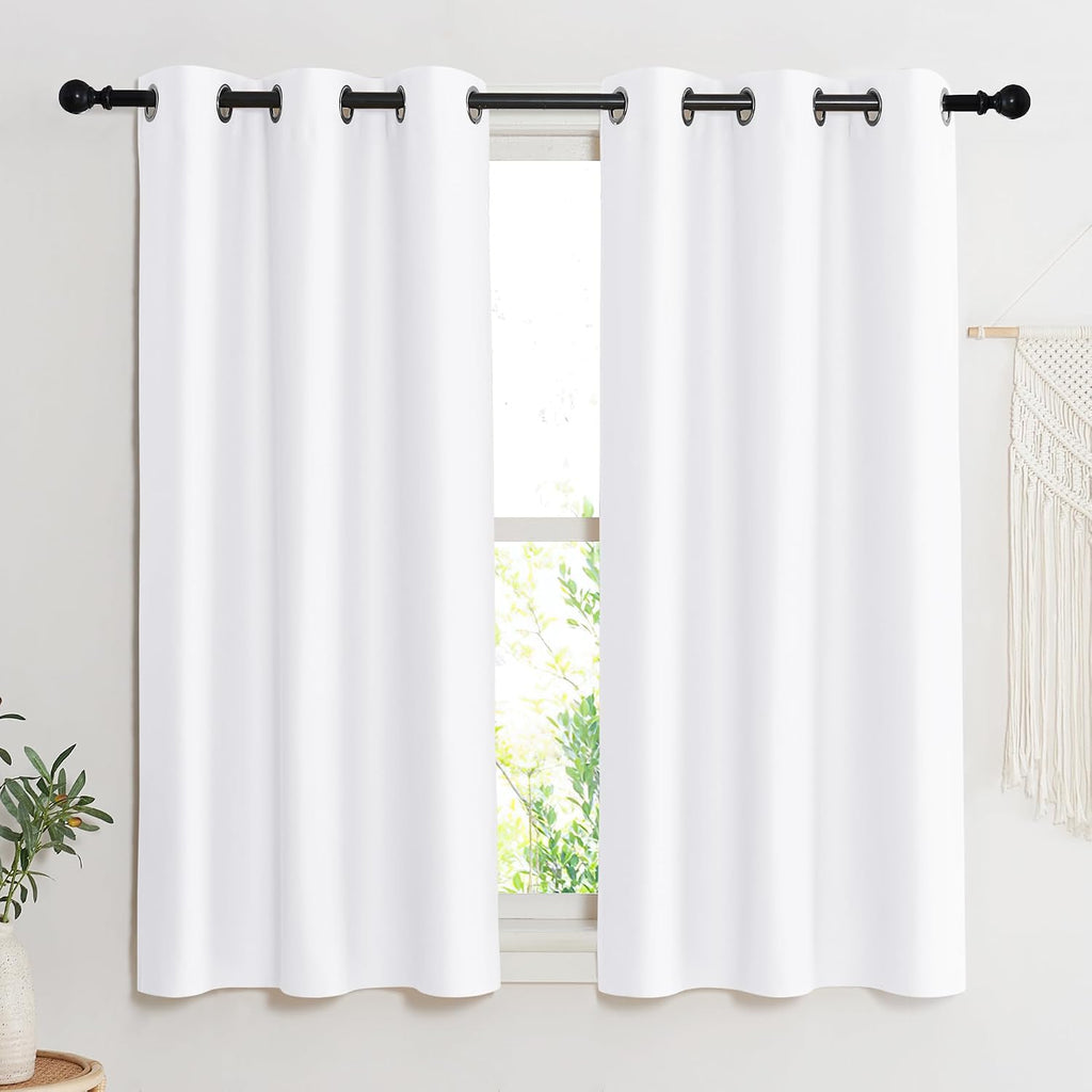 NICETOWN Room Darkening Window Treatment Curtain, Pure White, Single Panel, 42 by 45, Energy Smart Thermal Insulated Block Out Sunlight…