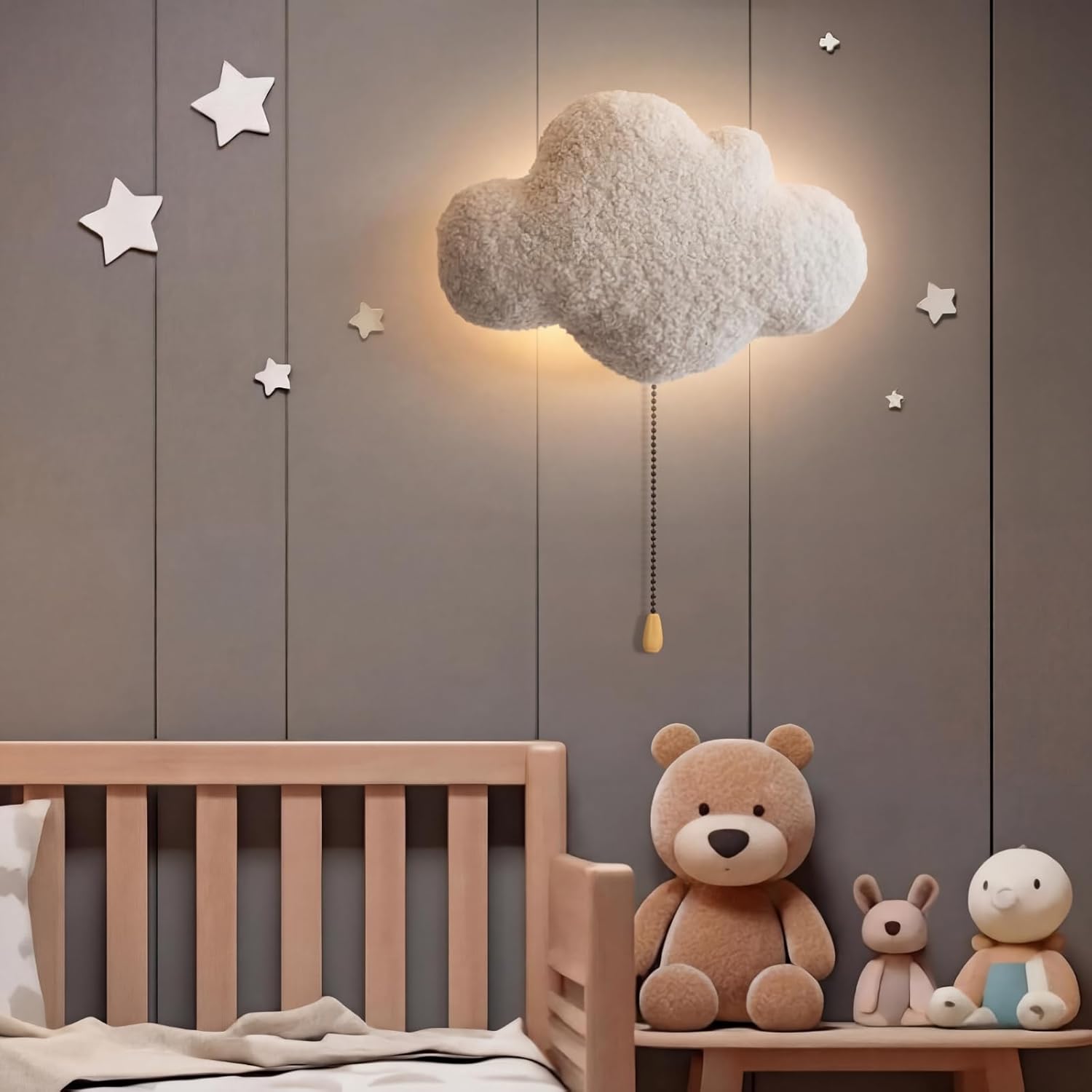 Aurelema Fluffy Cloud Night Light Wall Lamp Sleeping Nursery Lighting Cute Floating Battery Operated Hanging Lamp for Baby Boys Girls…