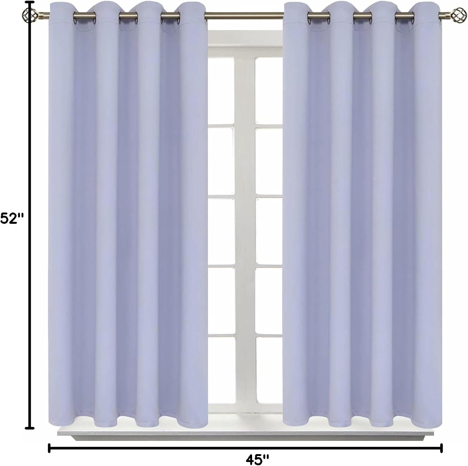 BGment Room Darkening Curtains 45 Inches Long - Grommet Thermal Insulated Drapes Window Treatment Curtains for Bedroom, 2 Panels, 52 x 45 I…