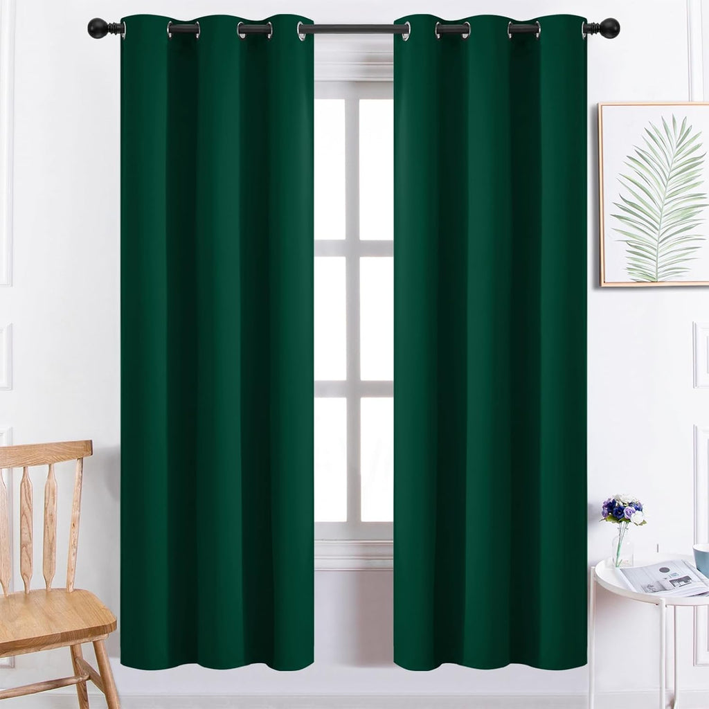 Yakamok Dark Green Blackout Curtains for Bedroom, Room Darkening Thermal Insulated Grommet Window Curtains, Light Blocking Blackout…