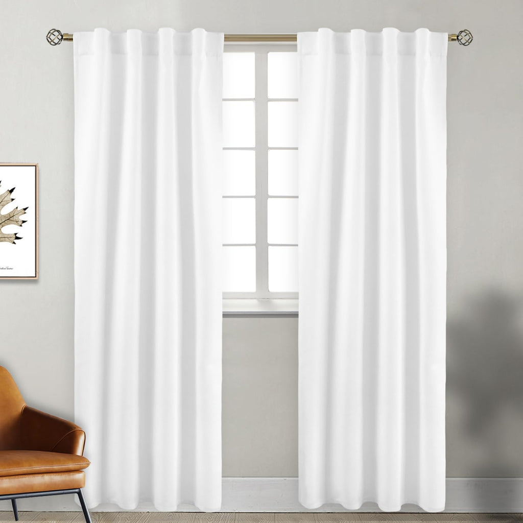 BGment Pure White Room Darkening Curtains 84 Inch - Rod Pocket and Back Tab Thermal Curtains for Bedroom Home Decor Curtains for Living Roo…