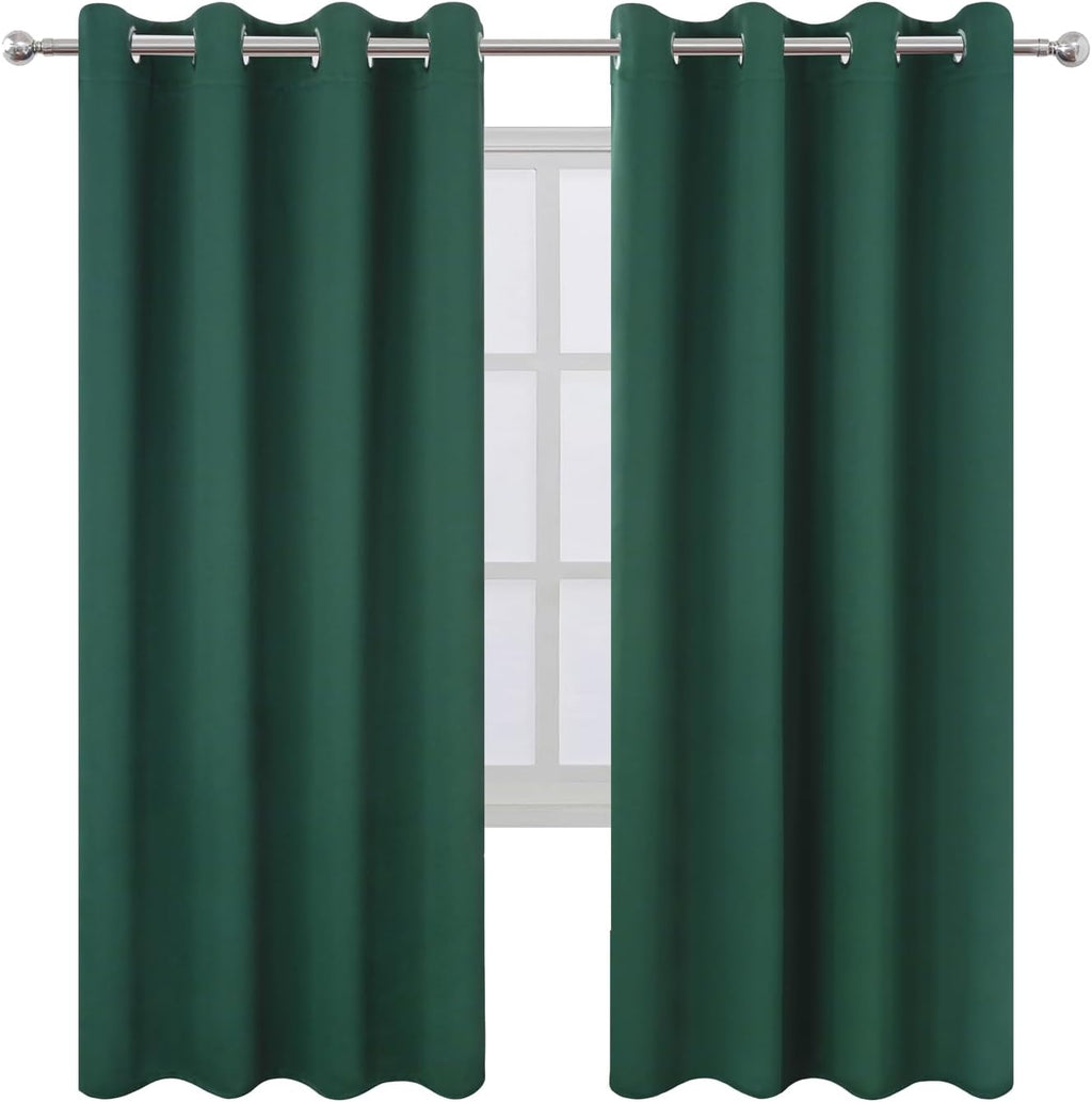 Lemomo Blackout Curtains 66 x 72 Inch Long Dark Green Curtains Set of 2 Panels Room Darkening Curtains for Bedroom and Living Room 72 Inch…