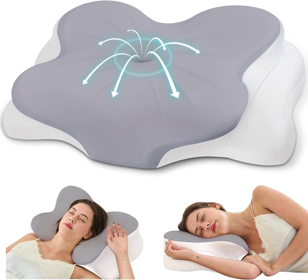 FyovaHome Cervical Neck Pillow, Ergonomic Memory Foam Pillows for Neck with Breathable Pillowcase, Adjustable Contour Neck Support Pillow f…