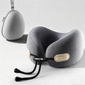Ziurfys Travel Neck Pillow with Storage Case, 100% Pure Memory Foam, Airplane Head Support for Flight Sleeping, Portable, Gray Gray