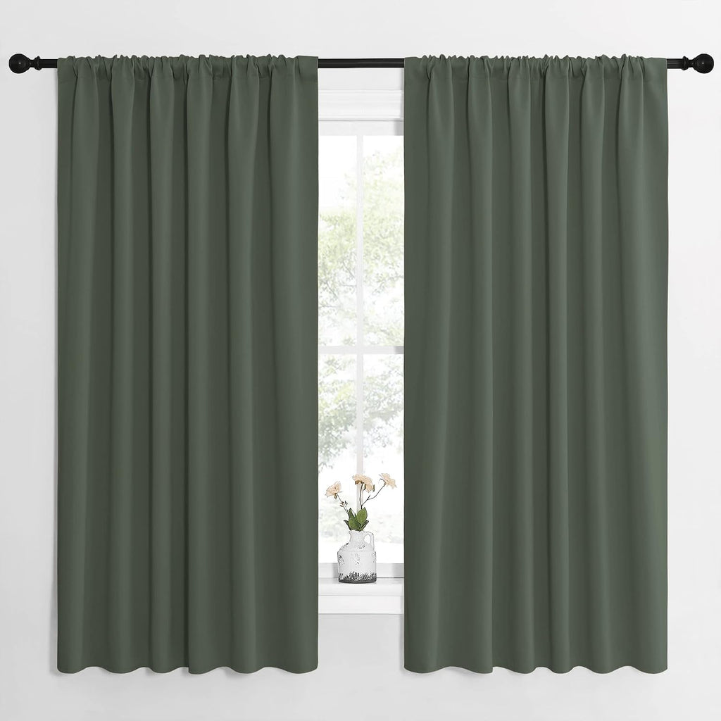 NICETOWN Bedroom Curtains Blackout Draperies - All Season Thermal Insulated Solid Rod Pocket Top Blackout Curtains/Drapes for Kid's Room…