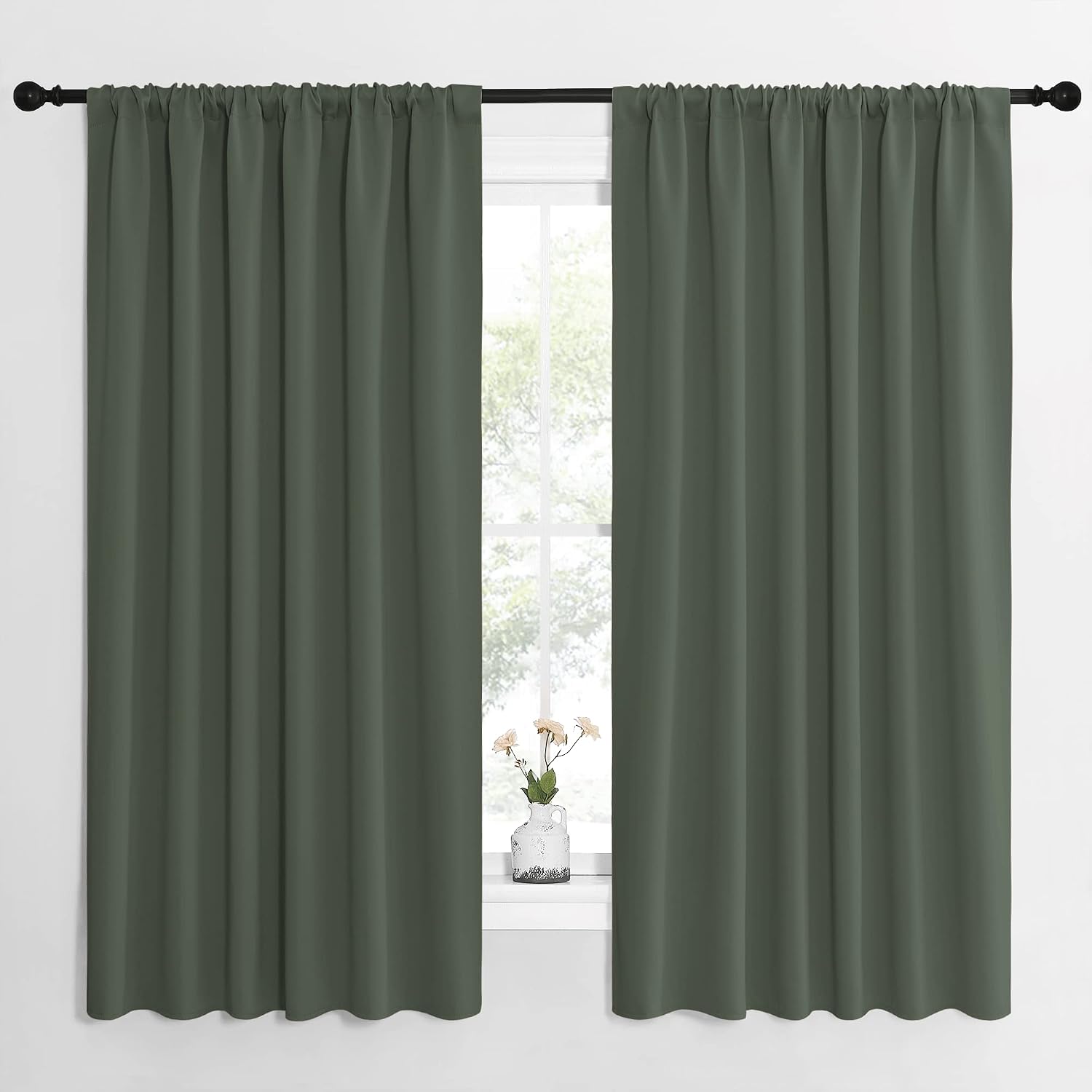 NICETOWN Bedroom Curtains Blackout Draperies - All Season Thermal Insulated Solid Rod Pocket Top Blackout Curtains/Drapes for Kid's Room…
