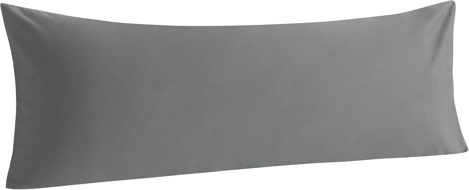 Ntbay Cotton Body Pillowcase - Envelope Closure 20x54 Pillowcase, Breathable and Soft Bed Pillow Case, Grey Cotton Grey