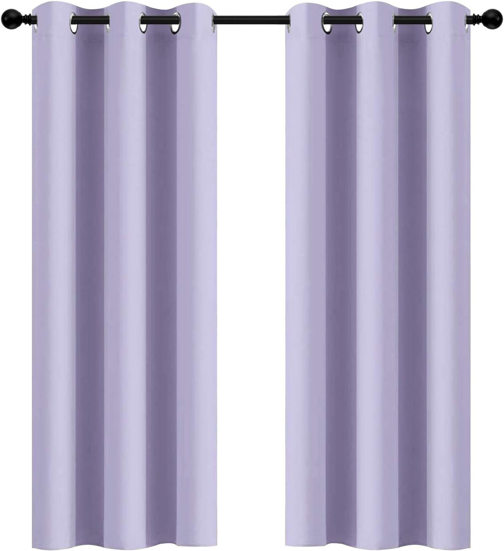 Yakamok Blackout Curtains Room Darkening Thermal Insulated Window Panels, Solid Grommet Top Drapes for Bedroom/Living Room(42Wx72L, Lilac…