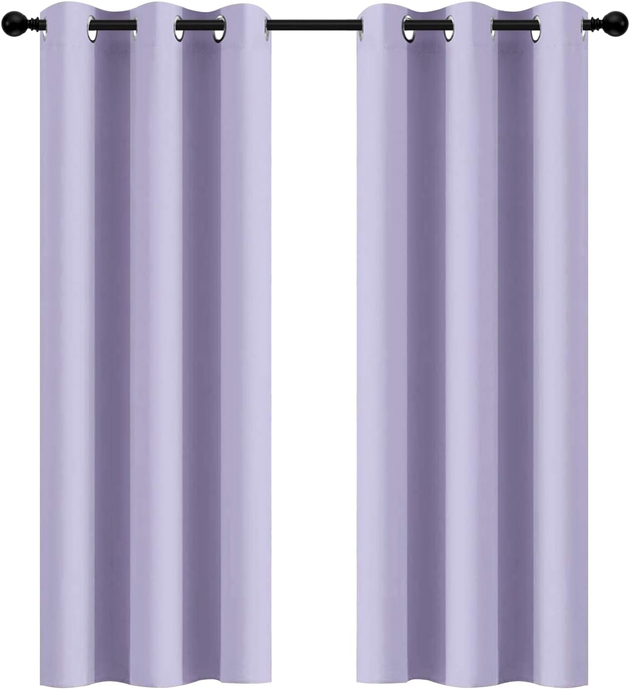 Yakamok Blackout Curtains Room Darkening Thermal Insulated Window Panels, Solid Grommet Top Drapes for Bedroom/Living Room(42Wx72L, Lilac…