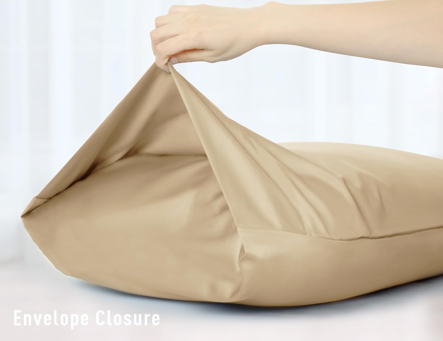 Sunflower Body Pillowcase 100% Cotton Long Pillow Cover/Case Envelope Closure 1 Pack, 20×54 inches Sandshell, Soft and Breathable