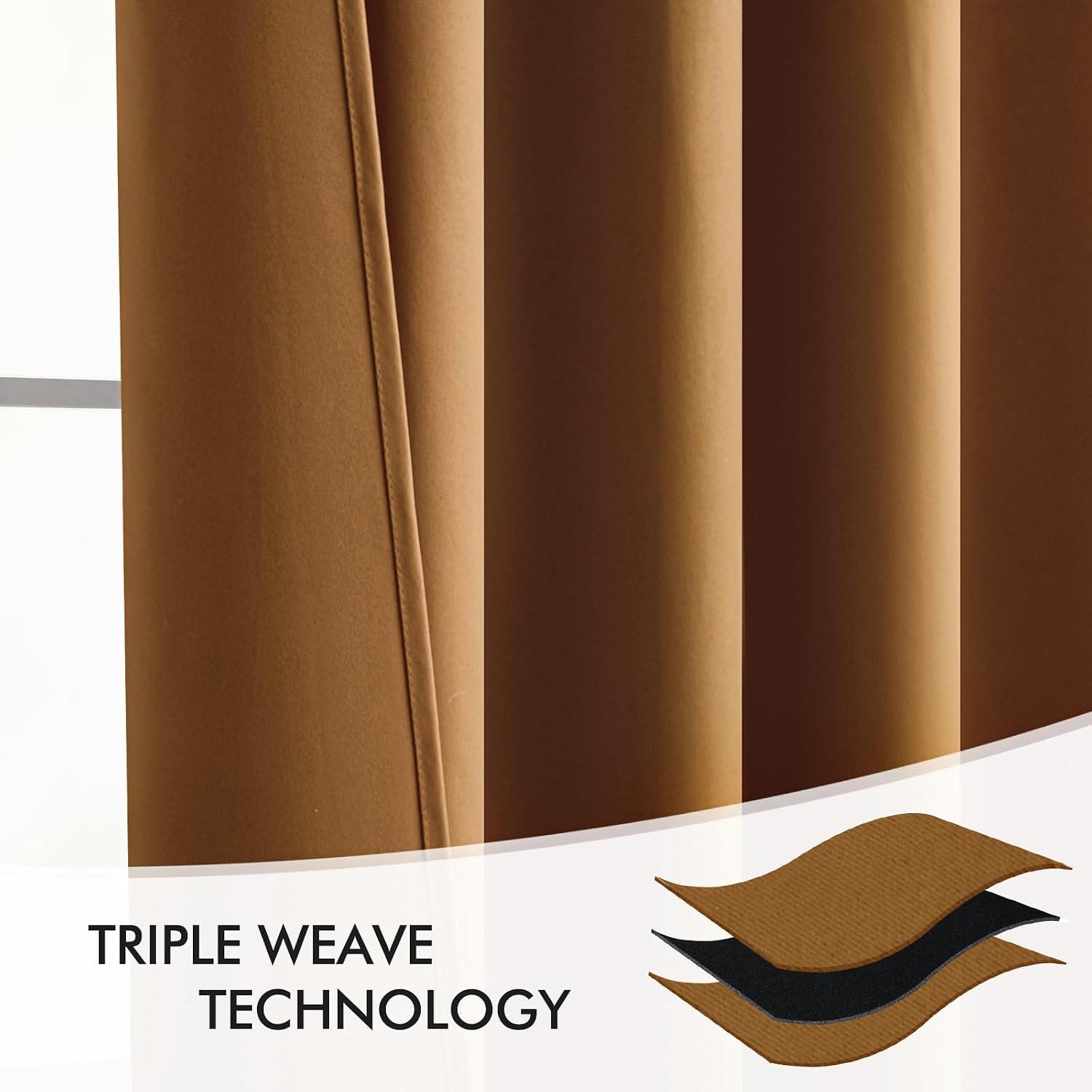 Miulee Golden Brown Back Tab Blackout Curtains 84 Inch Length 2 Panels Set for Living Room Bedroom Privacy, Rod Pocket/Pinch Pleat Thermal…