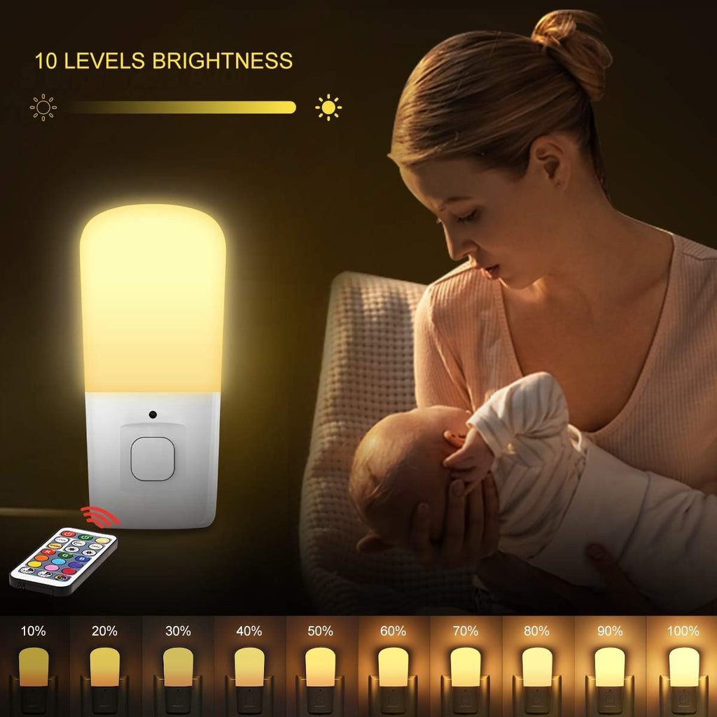 L LOHAS LED Kids Night Lights Plug in, RGB Color Changing Plug into Wall Lights Remote, Rainbow Dimmable Girls Night Light Switch…