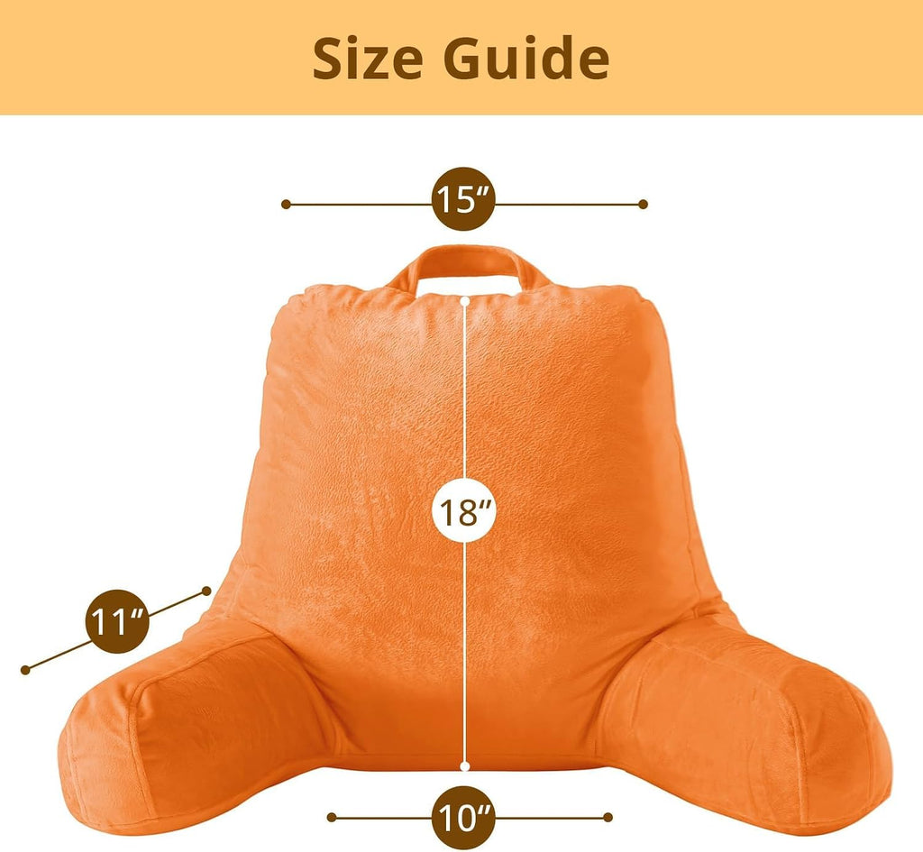 Sasttie Reading Pillow, Velvet Back Pillow for Bed Sitting Up, Adult Back-Rest Support Cushion with Arms for Sit Up on Couch, Sofa, and…