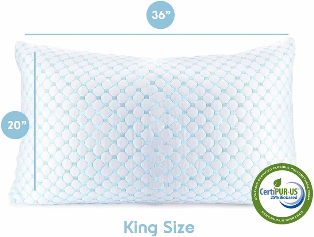Nestl King Size Cooling Pillow for Sleeping 1 Pack, Luxury Shredded Memory Foam King Pillow, Adjustable Cold Gel Pillows for Hot…