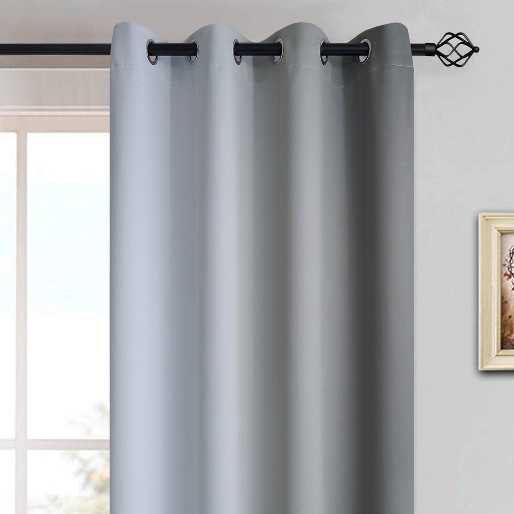 Yakamok Gray and Greyish White Thermal Insulated Grommet Light Blocking Window Drapes, Room Darkening Gradient Color Ombre Curtains for Bedr…