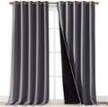 Nicetown 100% Blackout Blinds, Laundry Room Decor Window Treatment Curtains for Large Patio Sliding Door, Thermal Insulated Grey Curtains f…
