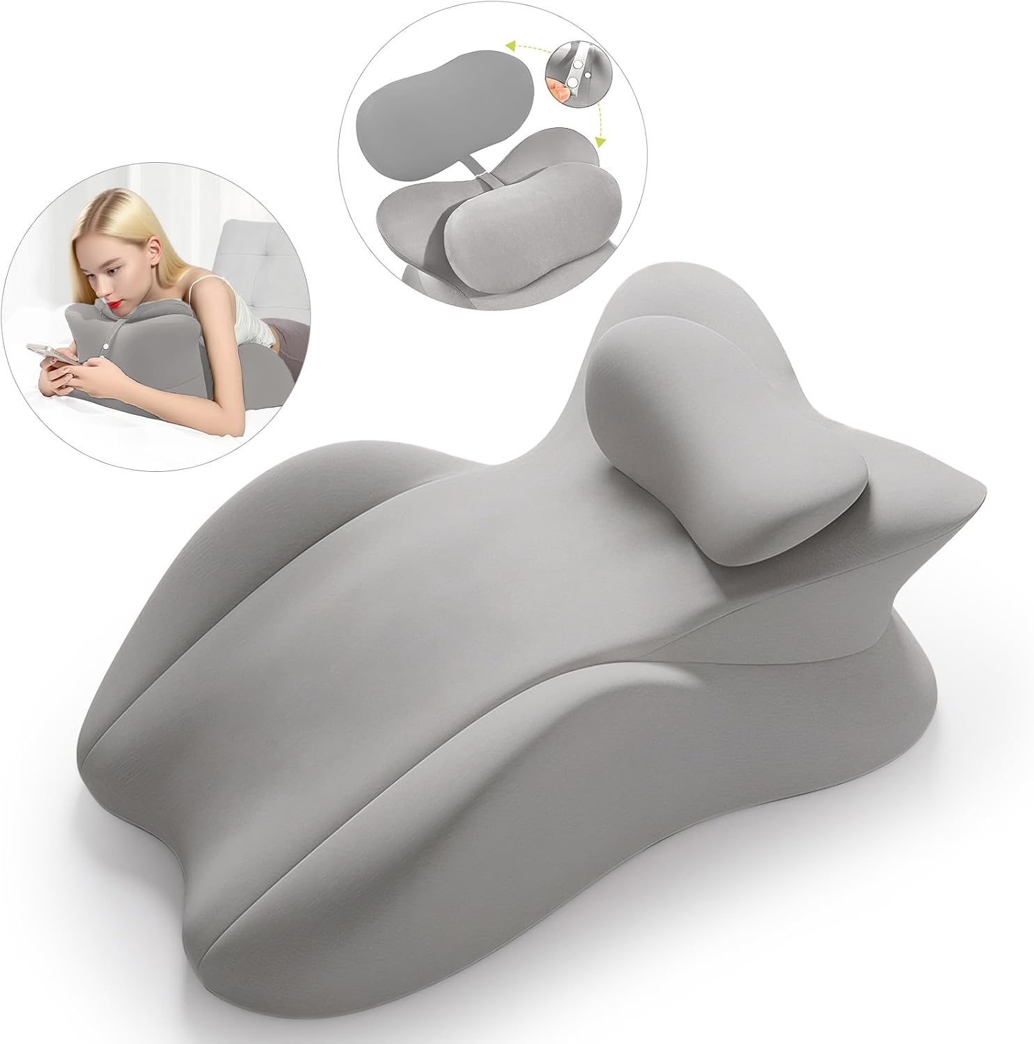 eleELEOPTION ele ELEOPTION Memory Foam Ergonomic Wedge Pillow Prone Reading Pillow for Bed Sofa Stomach Back and Neck Support Sitting Up wi…