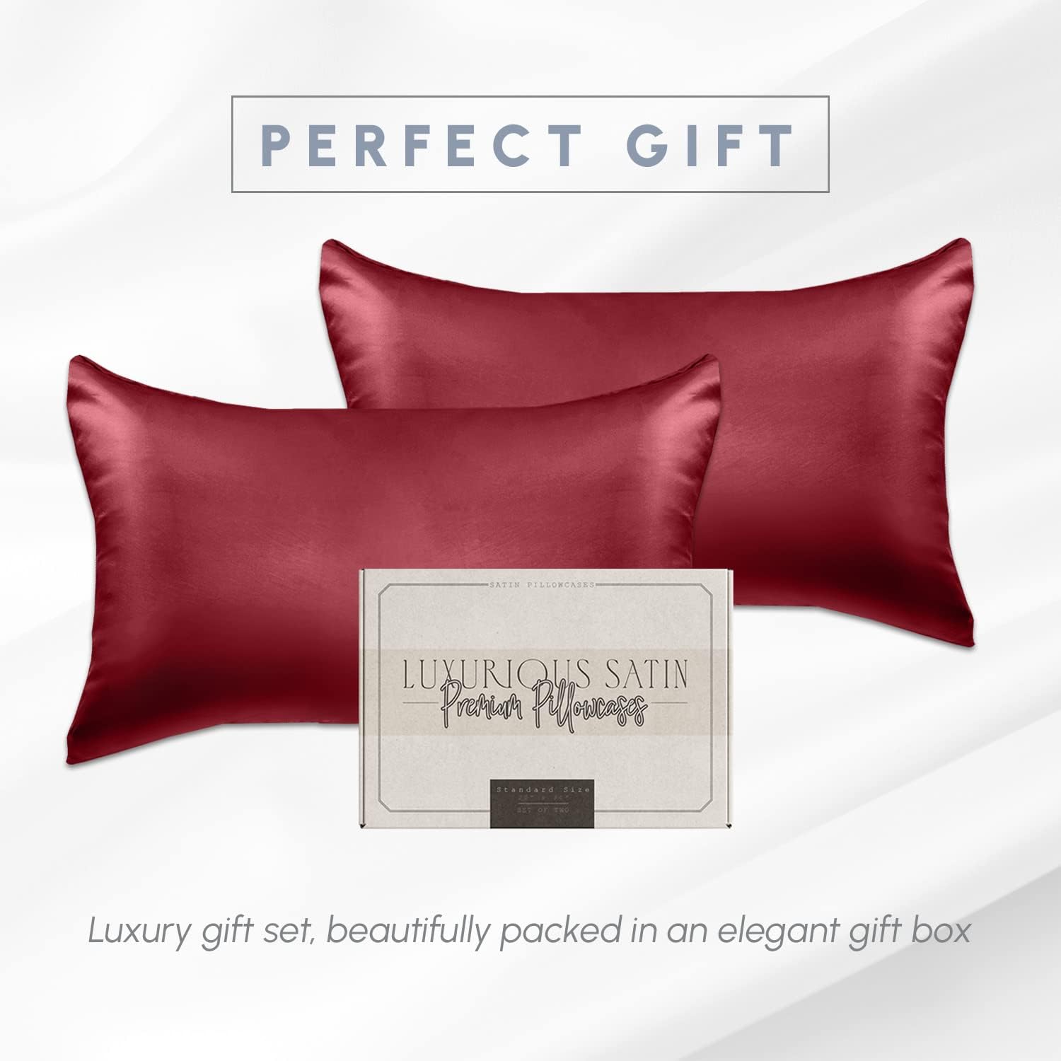 Elegantcomfort Elegant Comfort 2-Pack Cooling Viscose Satin Pillowcase Set with Hidden Zipper Closure, Silky Smooth for Hair and fabric…