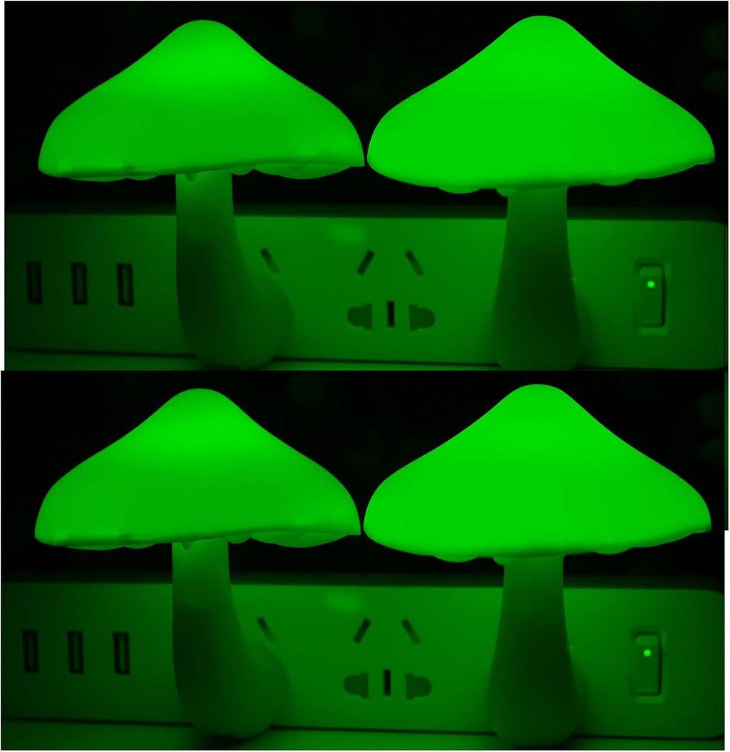 AUSAYE 4 Pack Plug in Night Light, Mushroom Light LED Nightlights for Kids, Adults, Bedroom, Bathroom, Hallway, Stairs, Kitchen Green