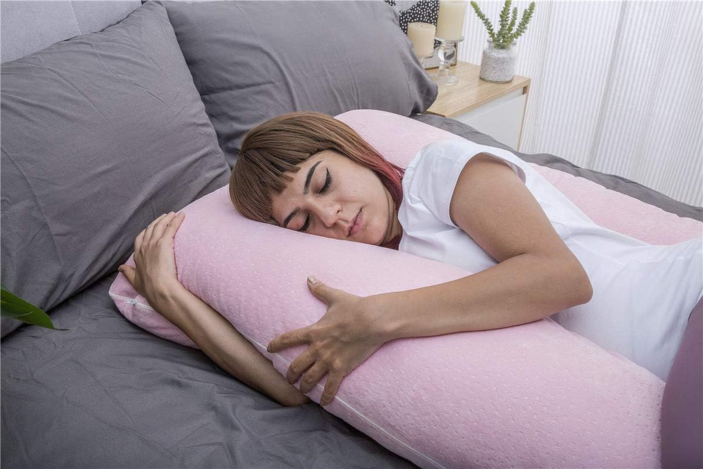 Moonpine MOON PINE Pregnancy Pillow, U Shaped Full Body Pillow for Maternity Support, Sleeping Pillow with Cover for Pregnant Women (Pink)…