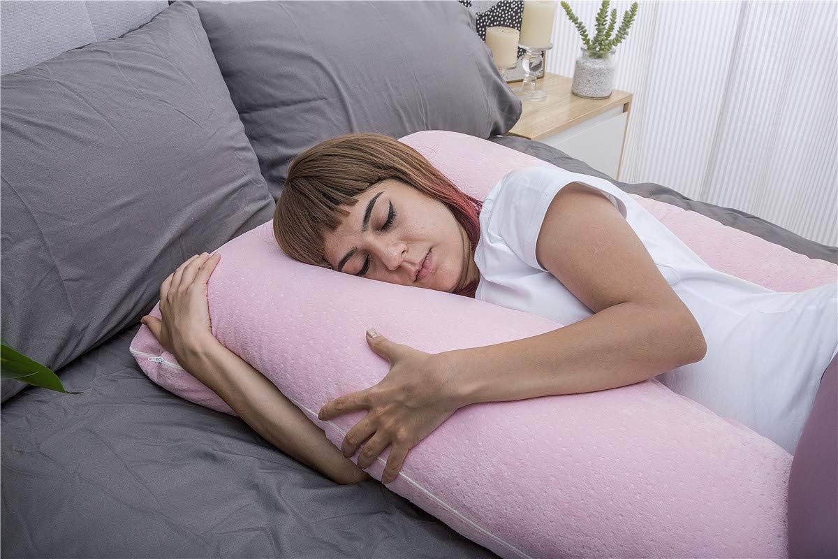 Moonpine MOON PINE Pregnancy Pillow, U Shaped Full Body Pillow for Maternity Support, Sleeping Pillow with Cover for Pregnant Women (Pink)…