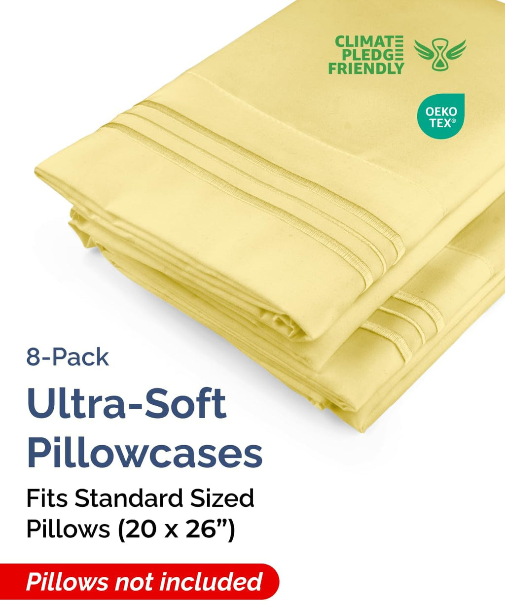 Standard Pillow Cases Set of 8 - Ultra Soft Hotel Quality Pillowcase Covers - Comfy, Cozy & Wrinkle Free - Shrink, Stain & Fade Resistant…