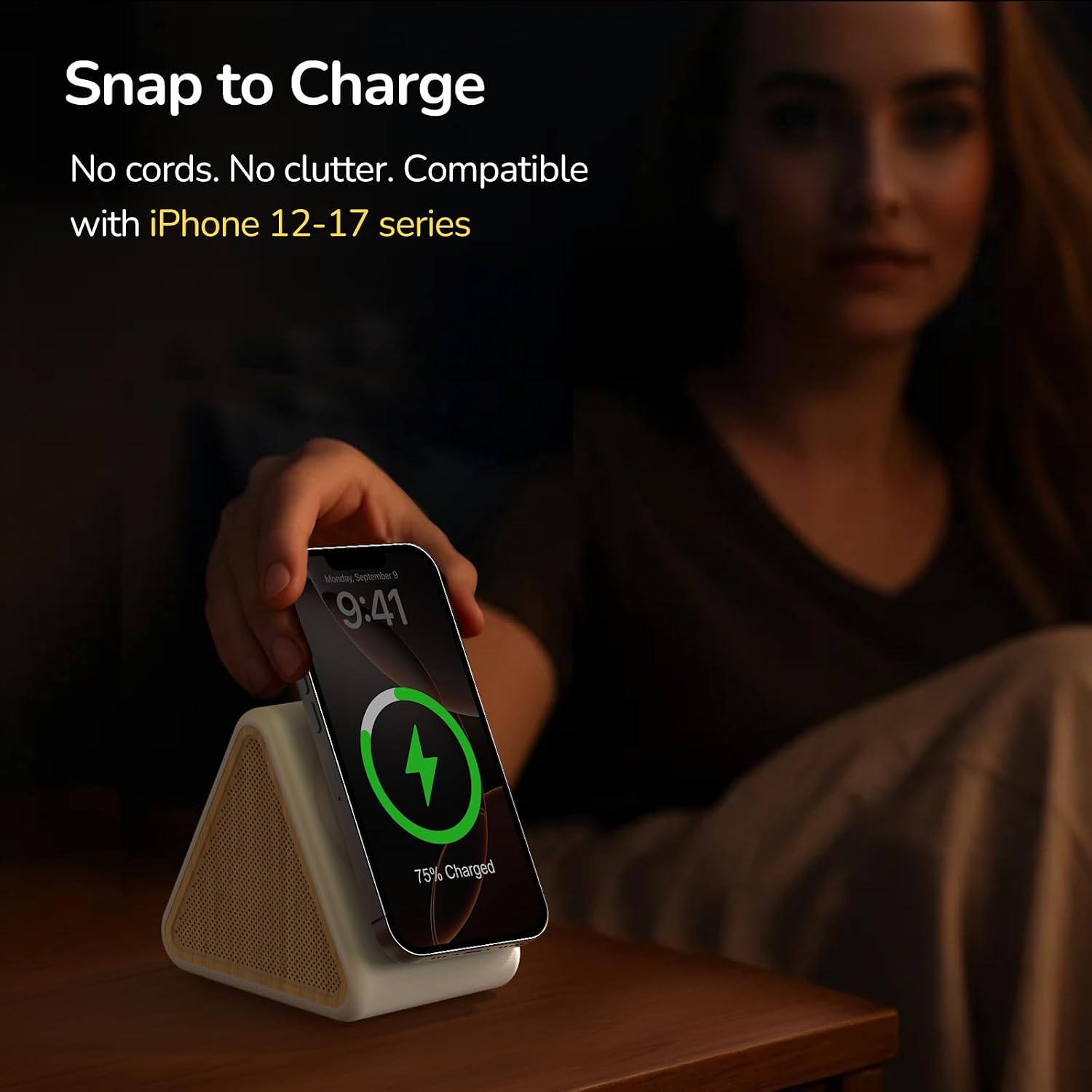 Housbay 2-in-1 White Noise Sound Machine & Magnetic Wireless Charger, Stereo Sleep Sounds, Clutter-Free Bedside Charging Station for iPhone…