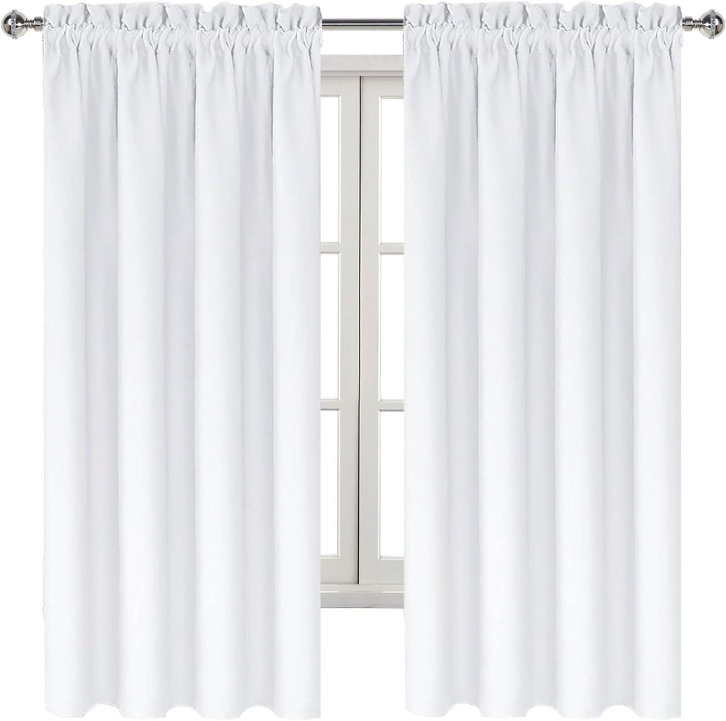 DWCN White Curtains for Living Room Thermal Insulated, 50% Light Blocking Curtains for Bedroom, Dining Room Window, W 42x L 72 Inch, Set…