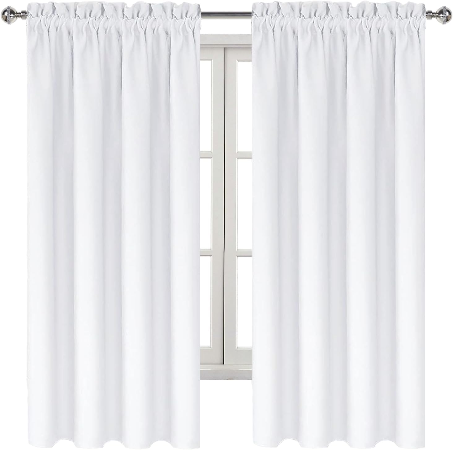 DWCN White Curtains for Living Room Thermal Insulated, 50% Light Blocking Curtains for Bedroom, Dining Room Window, W 52x L 63 Inch, Set…