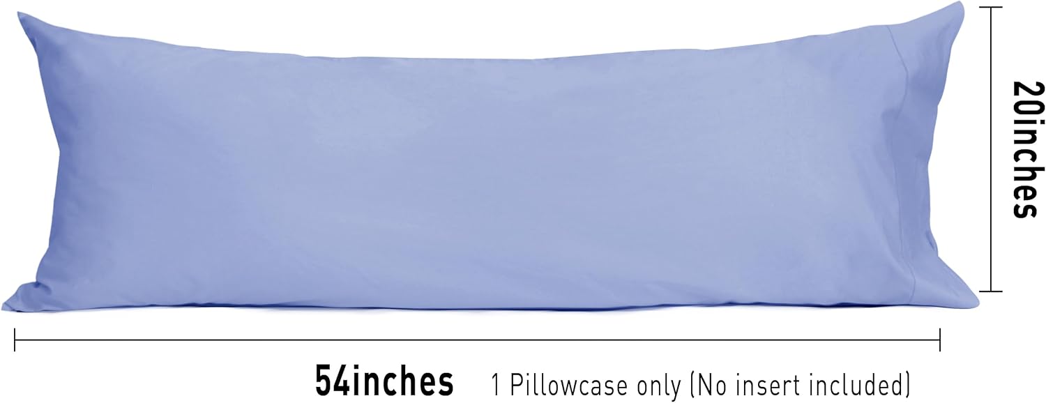 Sunflower Body Pillowcase 100% Cotton Long Pillow Cover/Case Envelope Closure 1 Pack, 20×54 inches Purplish Blue, Soft and Breathable