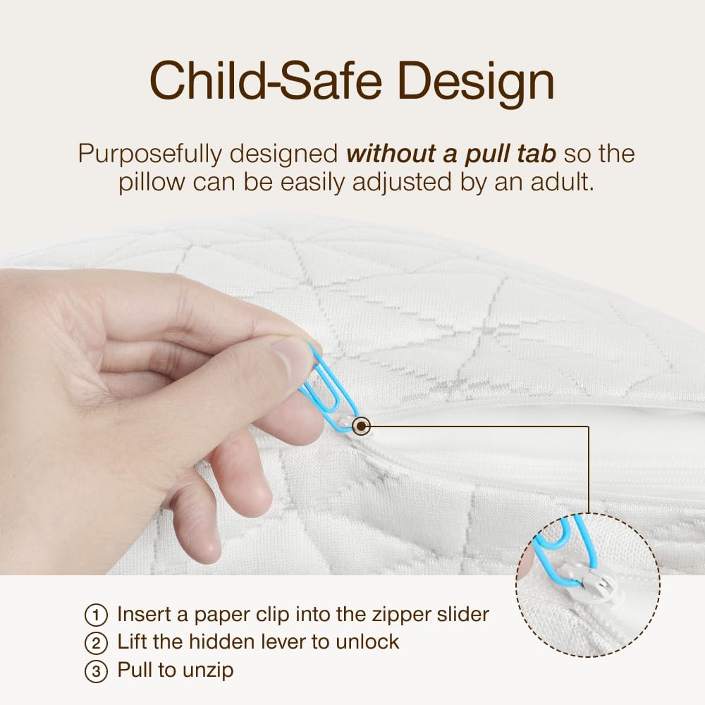 Coop Home Goods Original Toddler Adjustable Pillow, Soft, Breathable, 19" x 13" Washable Mini Bed Pillow for Kids with Premium Memory…