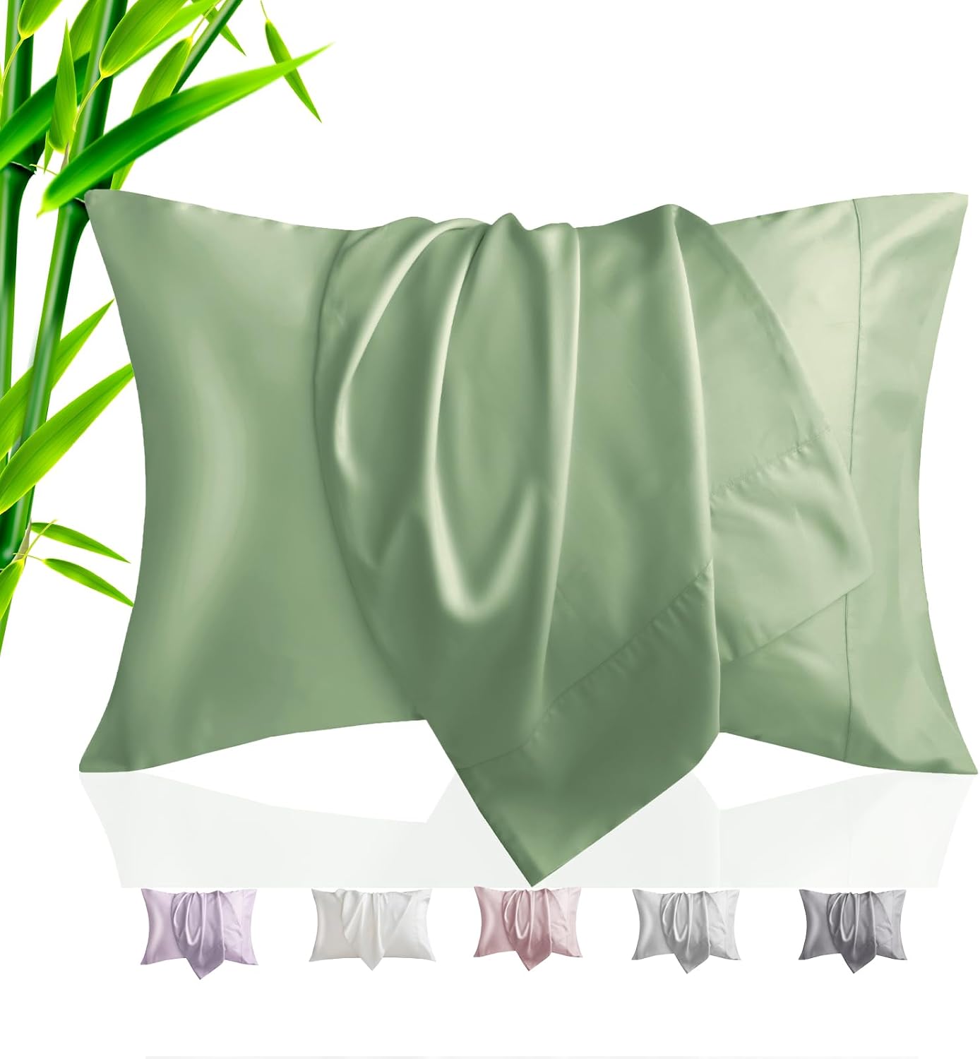 TELUS Pillow Cases Queen Size 2 Pack, Bamboo Rayon & Lyocell Pillowcase with Envelope Closure, Cooling Breathable Pillow Cover for Hot…