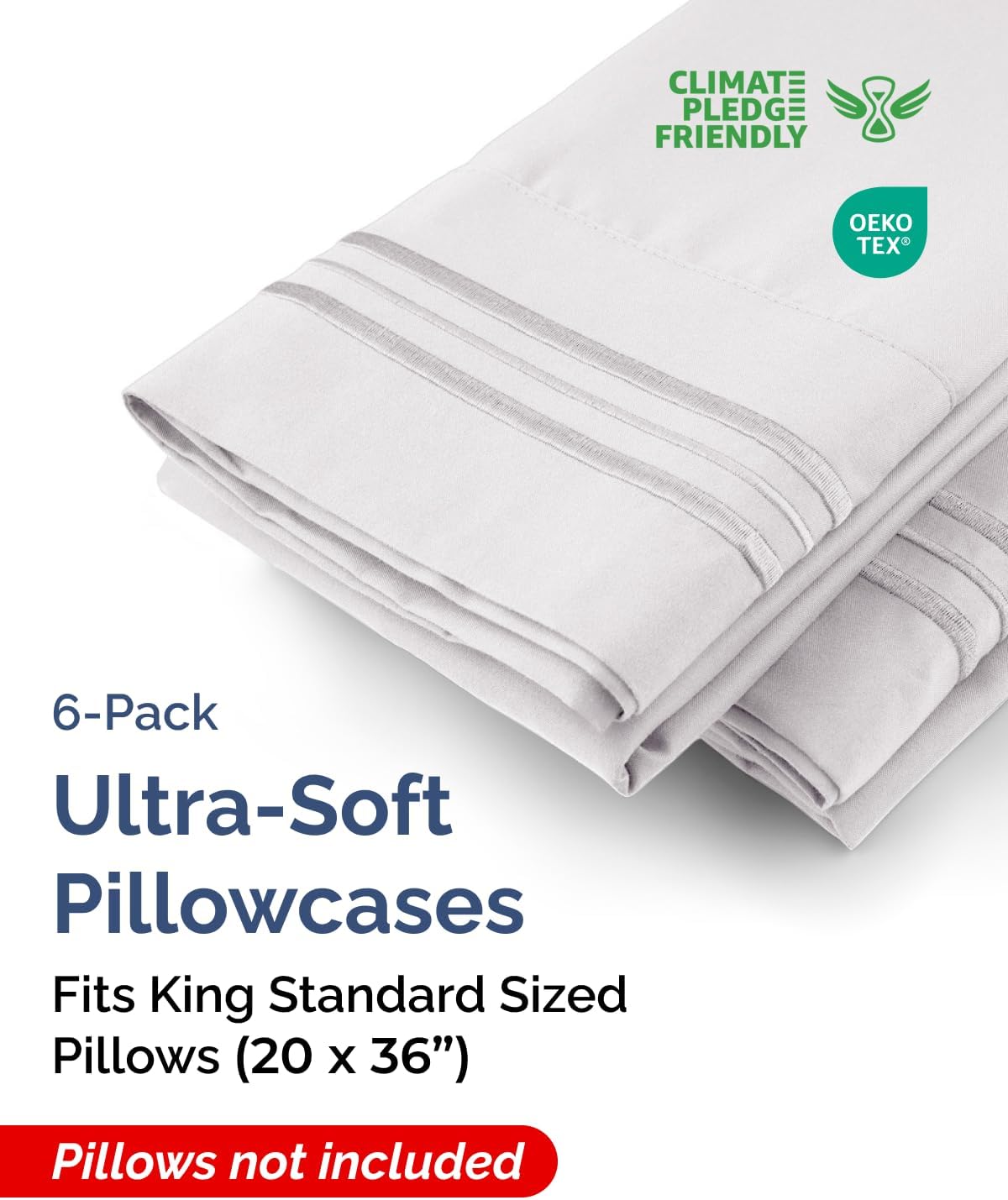 King Standard Pillow Cases Set of 6 - Ultra Soft Hotel Quality Pillowcase Covers - Comfy & Wrinkle Free - Shrink & Fade Resistant…